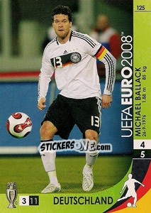 Sticker Michael Ballack - UEFA Euro Austria-Switzerland 2008. Trading Cards Game n. 125 - Panini