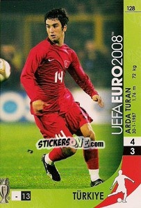 Sticker Arda Turan - UEFA Euro Austria-Switzerland 2008. Trading Cards Game n. 128 - Panini