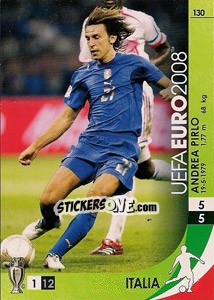 Sticker Andrea Pirlo - UEFA Euro Austria-Switzerland 2008. Trading Cards Game n. 130 - Panini