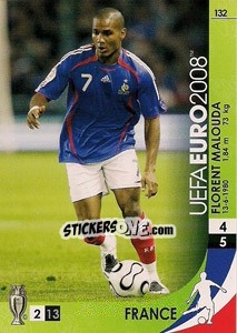 Sticker Florent Malouda - UEFA Euro Austria-Switzerland 2008. Trading Cards Game - Panini