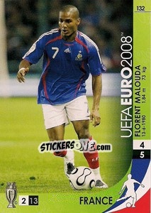 Sticker Florent Malouda - UEFA Euro Austria-Switzerland 2008. Trading Cards Game n. 132 - Panini