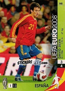 Sticker David Silva - UEFA Euro Austria-Switzerland 2008. Trading Cards Game n. 148 - Panini