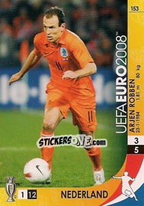 Sticker Arjen Robben - UEFA Euro Austria-Switzerland 2008. Trading Cards Game n. 153 - Panini