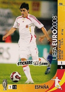 Sticker David Villa - UEFA Euro Austria-Switzerland 2008. Trading Cards Game n. 156 - Panini