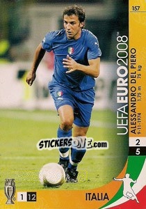 Sticker Alessandro Del Piero - UEFA Euro Austria-Switzerland 2008. Trading Cards Game n. 157 - Panini