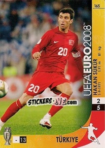 Sticker Hakan Sükür - UEFA Euro Austria-Switzerland 2008. Trading Cards Game n. 165 - Panini