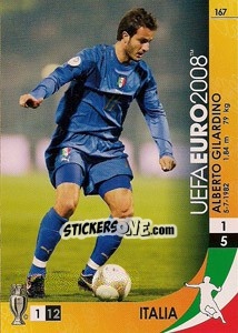 Sticker Alberto Gilardino - UEFA Euro Austria-Switzerland 2008. Trading Cards Game n. 167 - Panini