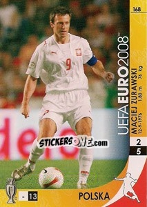 Sticker Maciej Zurawski - UEFA Euro Austria-Switzerland 2008. Trading Cards Game n. 168 - Panini