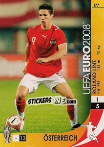 Sticker Roland Linz - UEFA Euro Austria-Switzerland 2008. Trading Cards Game n. 177 - Panini