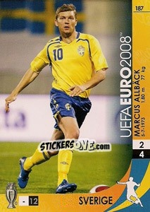Sticker Marcus Allbäck - UEFA Euro Austria-Switzerland 2008. Trading Cards Game n. 187 - Panini