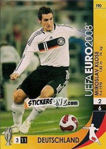 Sticker Miroslav Klose - UEFA Euro Austria-Switzerland 2008. Trading Cards Game n. 190 - Panini