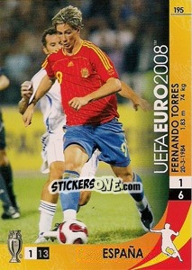 Sticker Fernando Torres - UEFA Euro Austria-Switzerland 2008. Trading Cards Game n. 195 - Panini