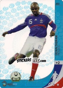 Sticker Lilian Thuram - UEFA Euro Austria-Switzerland 2008. Trading Cards Game n. 203 - Panini