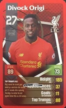 Sticker Divock Origi - Liverpool 2016-2017
 n. 25 - Top Trumps