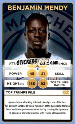 Sticker Benjamin Mendy - Manchester City 2018-2019
 n. 4 - Top Trumps
