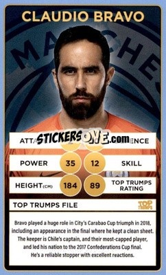 Sticker Claudio Bravo - Manchester City 2018-2019
 n. 8 - Top Trumps