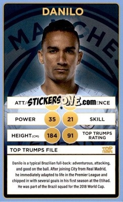 Sticker Danilo - Manchester City 2018-2019
 n. 10 - Top Trumps