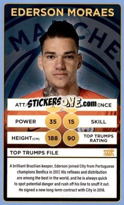 Sticker Ederson Moraes - Manchester City 2018-2019
 n. 12 - Top Trumps