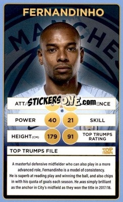 Sticker Fernandinho - Manchester City 2018-2019
 n. 15 - Top Trumps