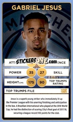Sticker Gabriel Jesus - Manchester City 2018-2019
 n. 16 - Top Trumps
