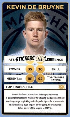Sticker Kevin De Bruyne - Manchester City 2018-2019
 n. 19 - Top Trumps