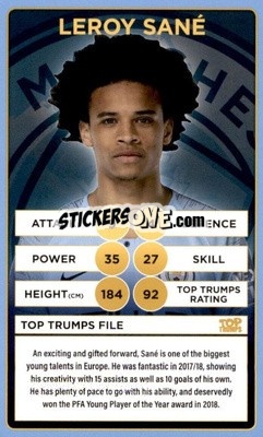 Cromo Leroy Sané - Manchester City 2018-2019
 - Top Trumps