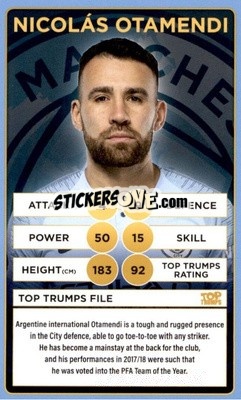 Figurina Nicolas Otamendi - Manchester City 2018-2019
 - Top Trumps