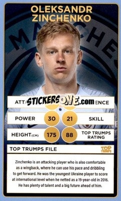 Figurina Oleksandr Zinchenko - Manchester City 2018-2019
 - Top Trumps