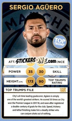 Sticker Sergio Aguero - Manchester City 2018-2019
 n. 30 - Top Trumps