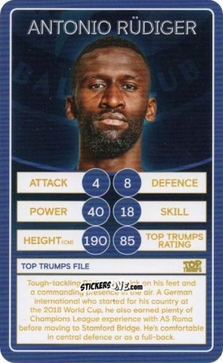 Cromo Antonio Rüdiger - Chelsea 2019-2020
 n. 3 - Top Trumps