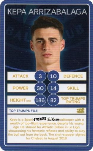 Figurina Kepa Arrizabalaga - Chelsea 2019-2020
 n. 10 - Top Trumps