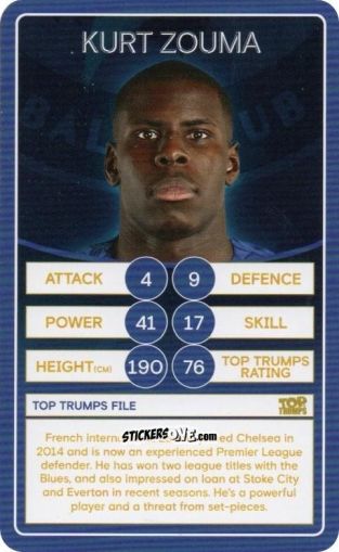 Sticker Kurt Zouma - Chelsea 2019-2020
 n. 11 - Top Trumps