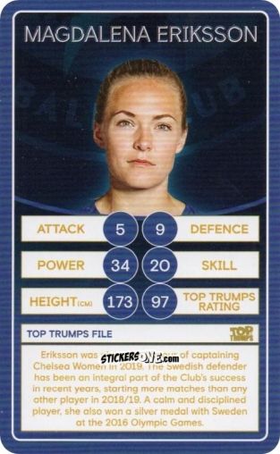 Sticker Magdalena Eriksson - Chelsea 2019-2020
 n. 29 - Top Trumps