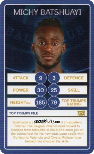 Sticker Michy Batshuayi - Chelsea 2019-2020
 n. 15 - Top Trumps