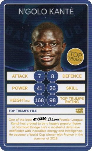 Sticker N'Golo Kanté - Chelsea 2019-2020
 n. 16 - Top Trumps