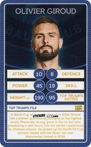 Cromo Olivier Giroud - Chelsea 2019-2020
 n. 17 - Top Trumps