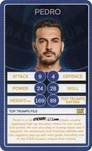 Sticker Pedro - Chelsea 2019-2020
 n. 18 - Top Trumps
