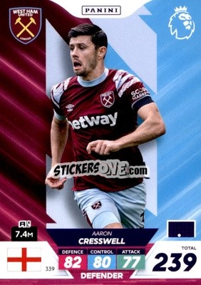Sticker Aaron Cresswell - English Premier League 2022-2023. Adrenalyn XL Plus
 n. 339 - Panini