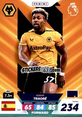 Sticker Adama Traoré - English Premier League 2022-2023. Adrenalyn XL Plus
 n. 369 - Panini