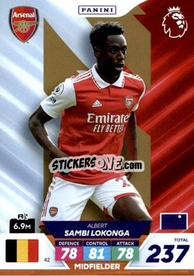 Sticker Albert Sambi Lokonga - English Premier League 2022-2023. Adrenalyn XL Plus
 n. 42 - Panini