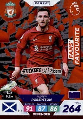 Sticker Andrew Robertson - English Premier League 2022-2023. Adrenalyn XL Plus
 n. 210 - Panini