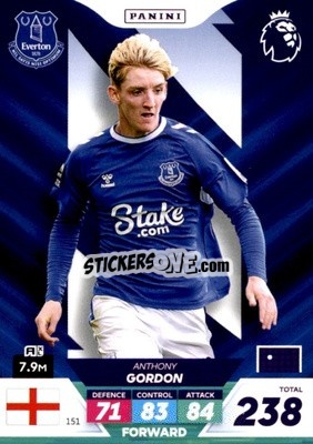 Sticker Anthony Gordon - English Premier League 2022-2023. Adrenalyn XL Plus
 n. 151 - Panini