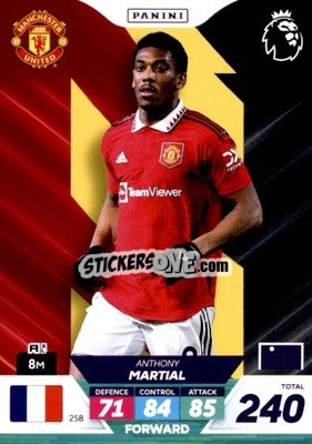 Sticker Anthony Martial - English Premier League 2022-2023. Adrenalyn XL Plus
 n. 258 - Panini
