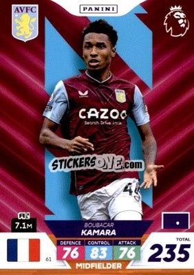 Sticker Boubacar Kamara - English Premier League 2022-2023. Adrenalyn XL Plus
 n. 61 - Panini