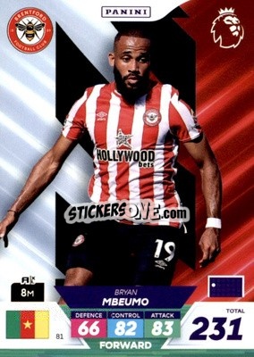 Sticker Bryan Mbeumo - English Premier League 2022-2023. Adrenalyn XL Plus
 n. 81 - Panini