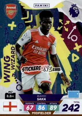 Sticker Bukayo Saka - English Premier League 2022-2023. Adrenalyn XL Plus
 n. 39 - Panini