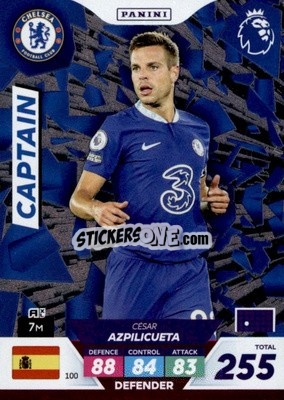 Sticker César Azpilicueta - English Premier League 2022-2023. Adrenalyn XL Plus
 n. 100 - Panini