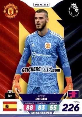 Sticker David De Gea - English Premier League 2022-2023. Adrenalyn XL Plus
 n. 247 - Panini