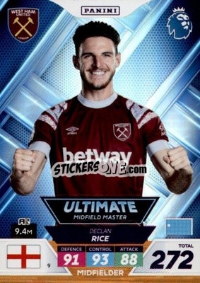 Sticker Declan Rice - English Premier League 2022-2023. Adrenalyn XL Plus
 n. 9 - Panini