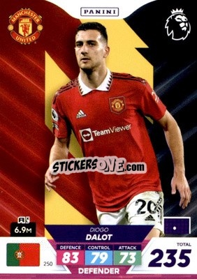 Sticker Diogo Dalot - English Premier League 2022-2023. Adrenalyn XL Plus
 n. 250 - Panini